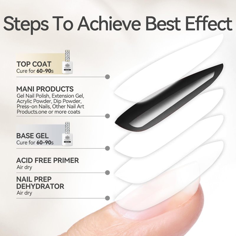 Born Pretty Gel Top Coat,15ml Gloss Base and Top Coat Set, No Wipe Super Top Gel Not Chip or Peel and Long Lasting Base Gel Top Gel for Nail Art