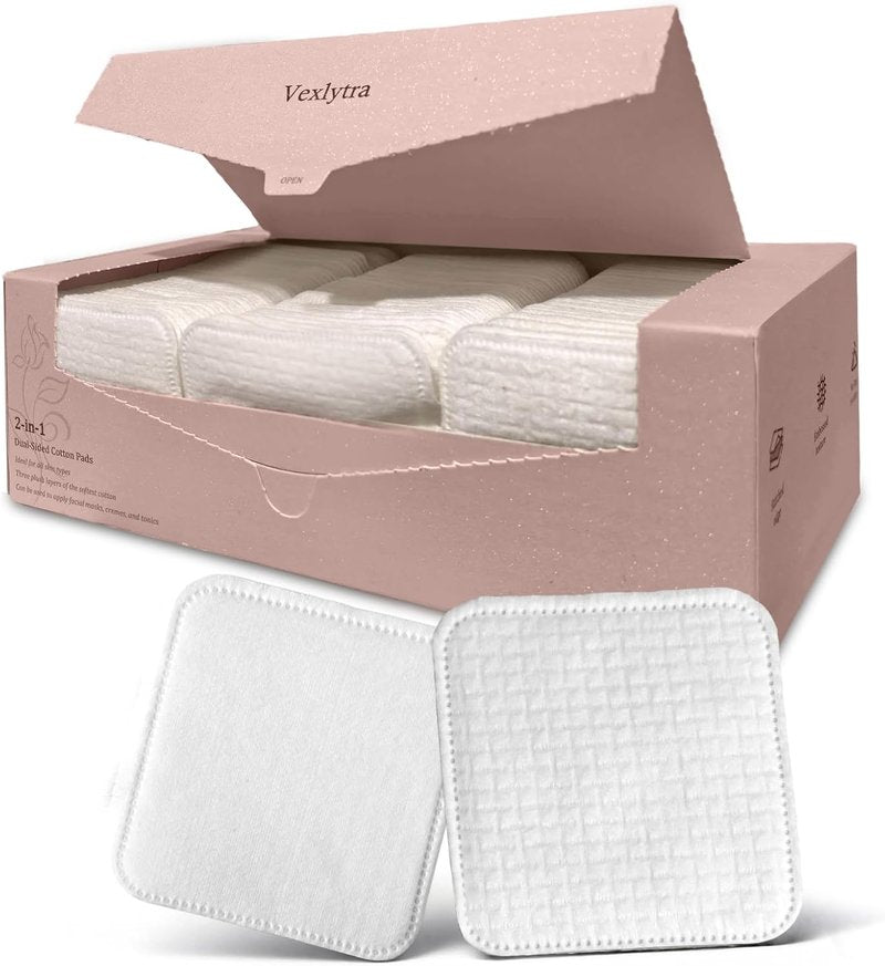 Non-Woven Square Cosmetic Pads - 150PCS Lint-Free, Ultra Soft Facial Cotton Rounds for Sensitive Skin | Highly Absorbent