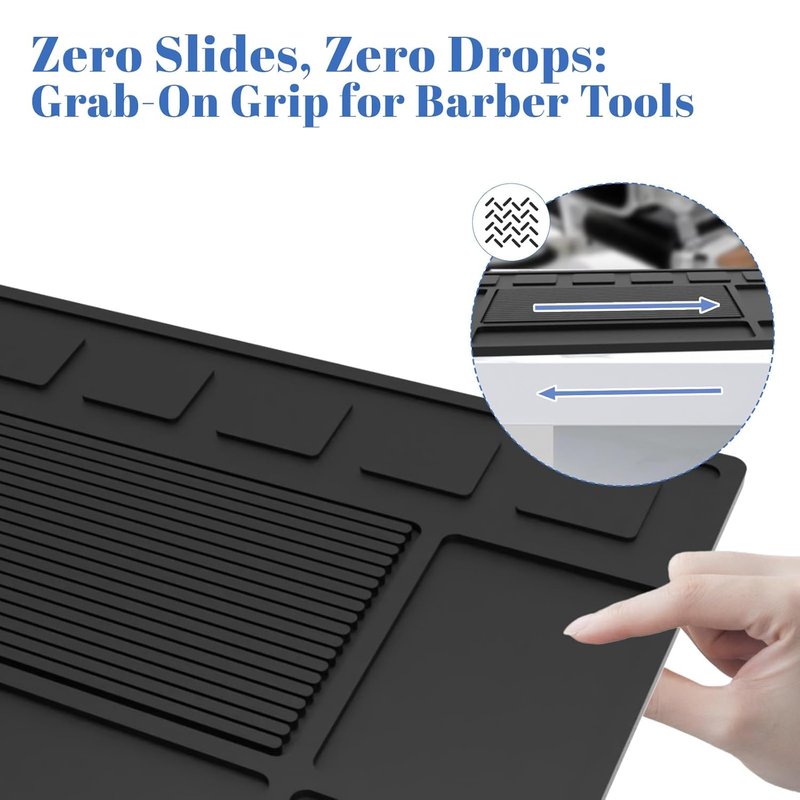 Magnetic Barber Mat - Organizer for Clippers with 6 Strong Magnets | Grooming Station Tool Pad
