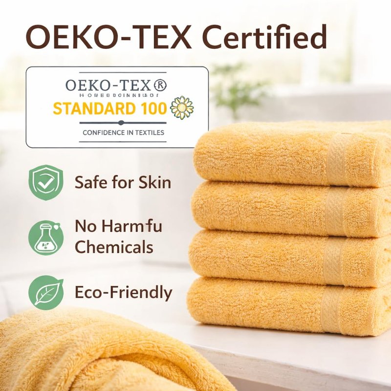 Bath Towels 27x52 | Soft & Quick-Dry | Highly Absorbent 100% Ring Spun Cotton Towels for Bathroom, Spa, Home & Hotel Use (Yellow (Pack of 5))