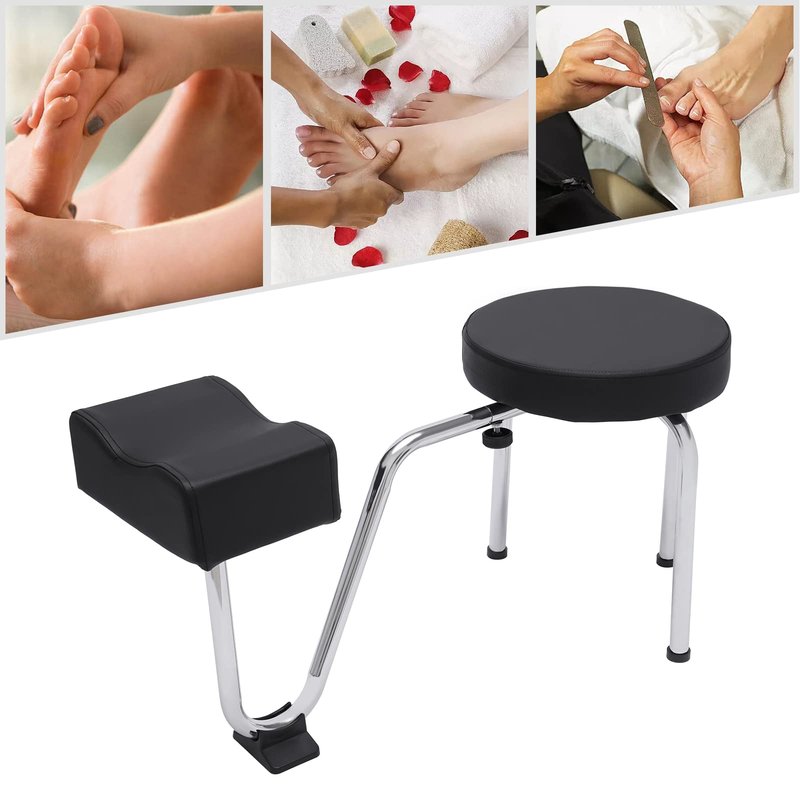 Dsmsseym Portable Pedicure Foot Rest Stool, Adjustable Height, Black, for Spa, Beauty Salon, Studio
