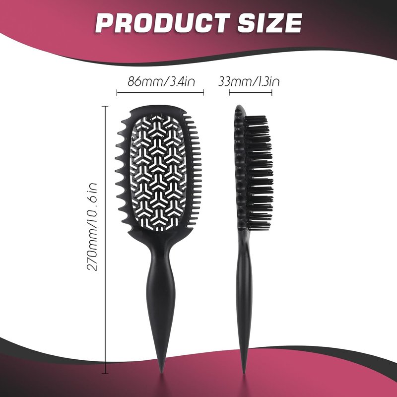 Curl Defining Vented Hair Brush - Effortless Detangling & Shaping | For All Hair Types, Reduces Frizz