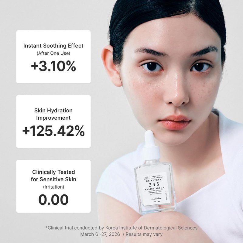 Dr.Althea 345 Relief Serum | Daily Hydrating Face Serum for Dry, Irritated Skin | Soothing Redness & Post-Acne Care, Non-comedogenic | Korean Vegan Skincare, 1.01 Fl Oz