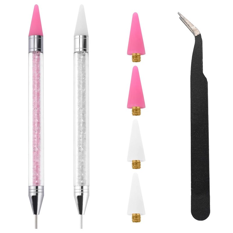 Rhinestone Picker Applicator Kit - 7 Pcs Nail Art Tools for Bedazzling & Gem Design | Includes Wax Pencil