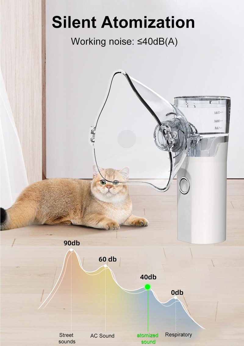 Portable Pet Nebulizer for Cats & Dogs - Handheld Cool Mist Steam Inhaler for Breathing Problems - USB Rechargeable for Home, Travel & Car Use - Veterinary Respiratory Relief Device