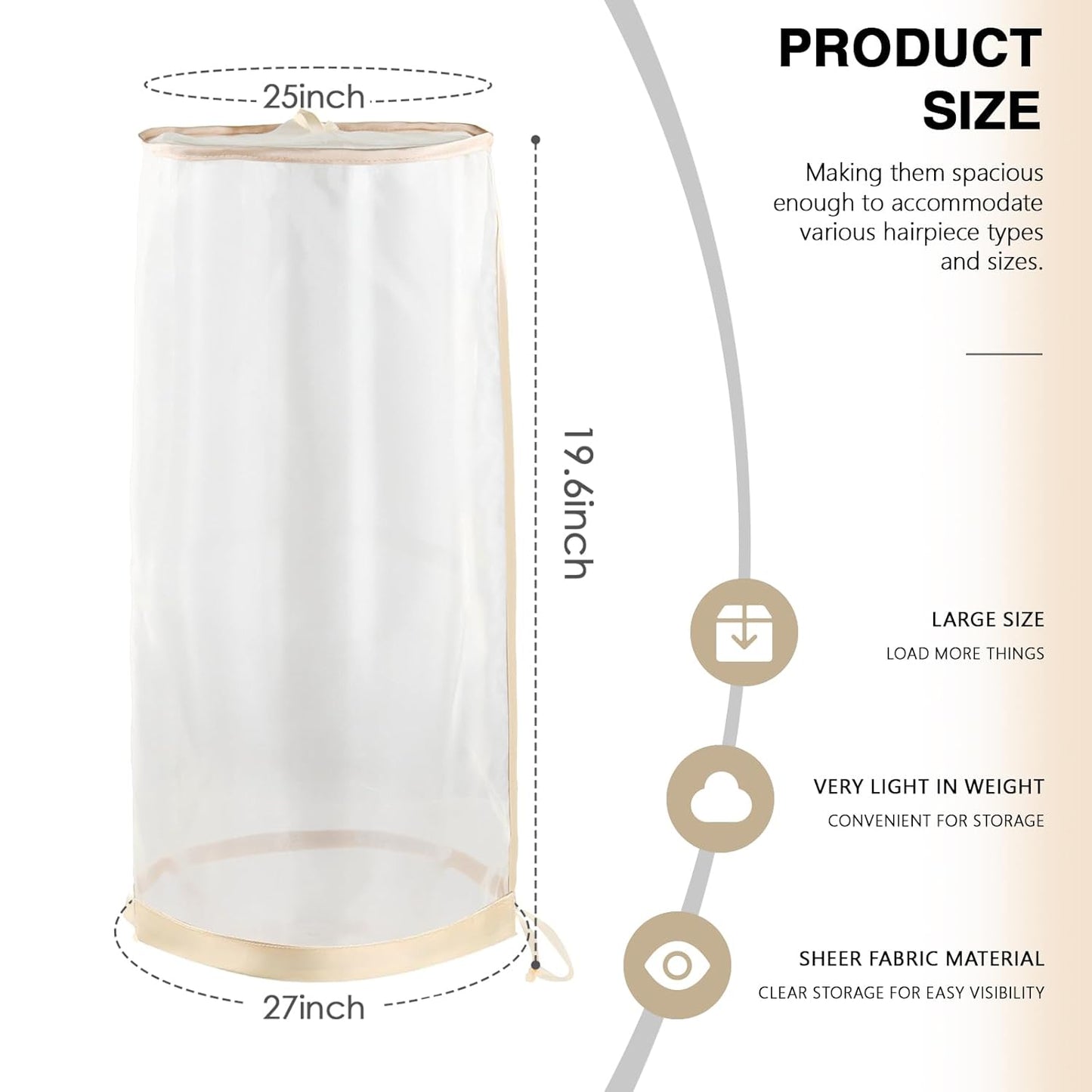 Wig Storage Bags - 5-Pack Drawstring Covers for Multiple Wigs | Dust-Proof Holders for Home & Salon Use