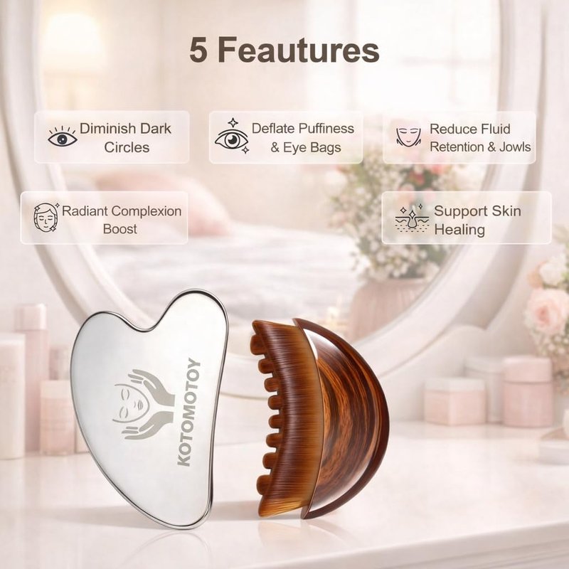Skiennix Lymphatic Contour Face Brush - Sculpting Gua Sha Tool for Anti-Puffiness & Skin Glow | Detox & Lift