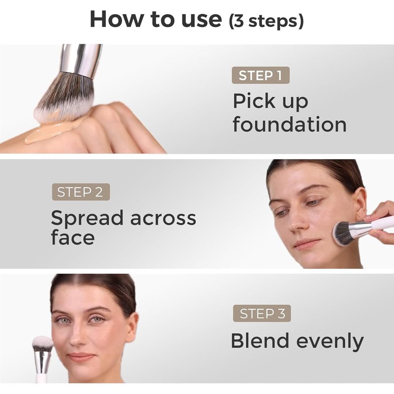 ALBEAUT 201 Angled Foundation Brush for Flawless Makeup Application Professional Liquid, Cream Powder Foundation Brush with Dense Bristles - Contoured for Precise Blending and Buffing