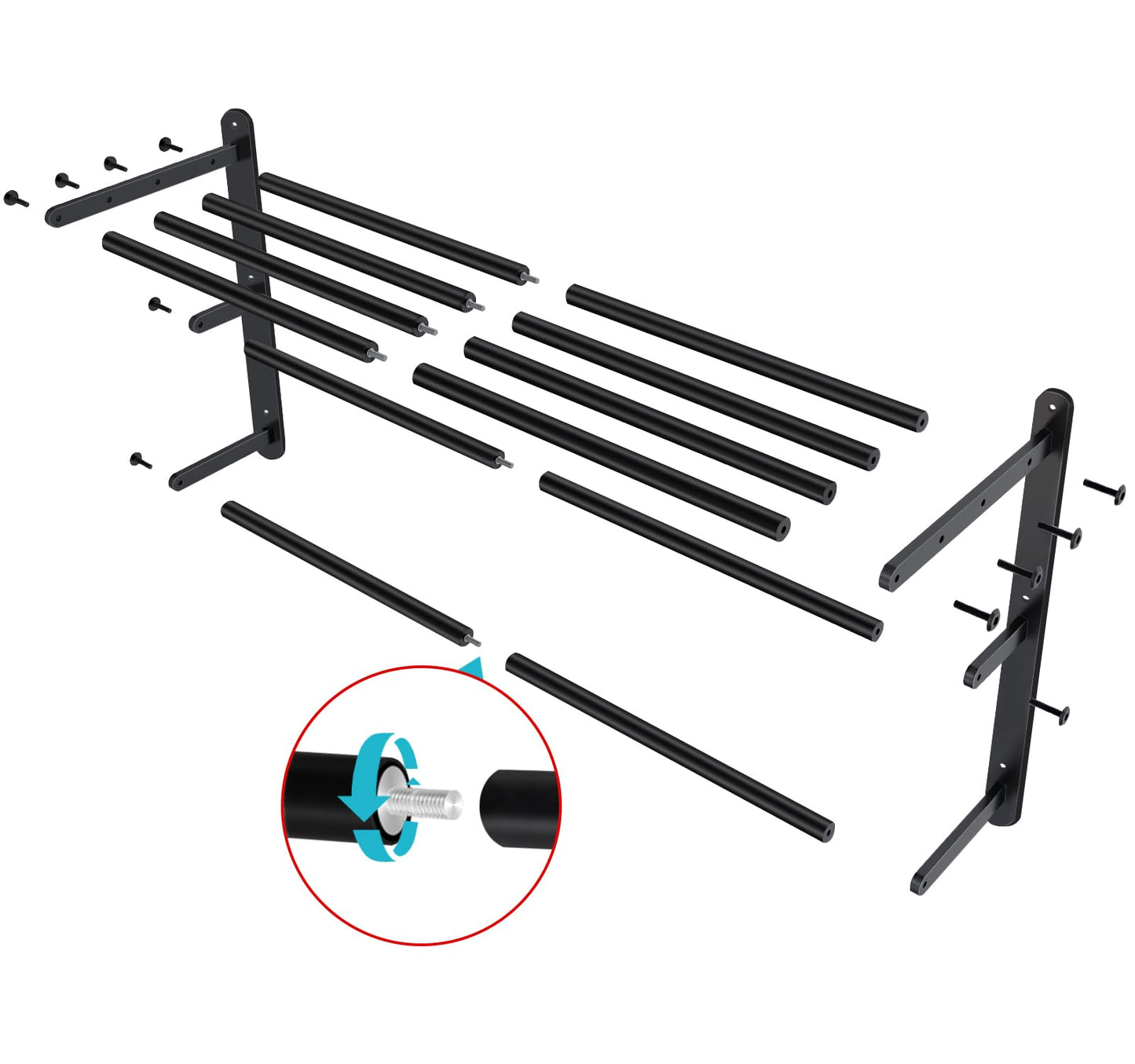 VOTZAAQ Towel Racks for Bathroom, 24 in Black Towel Shelf with Double Towel Bar, 3 Tier Stainless Steel Towel Storage, Bath Towel Holder Wall Mounted for Lavatory Organizer Decor RV Camping