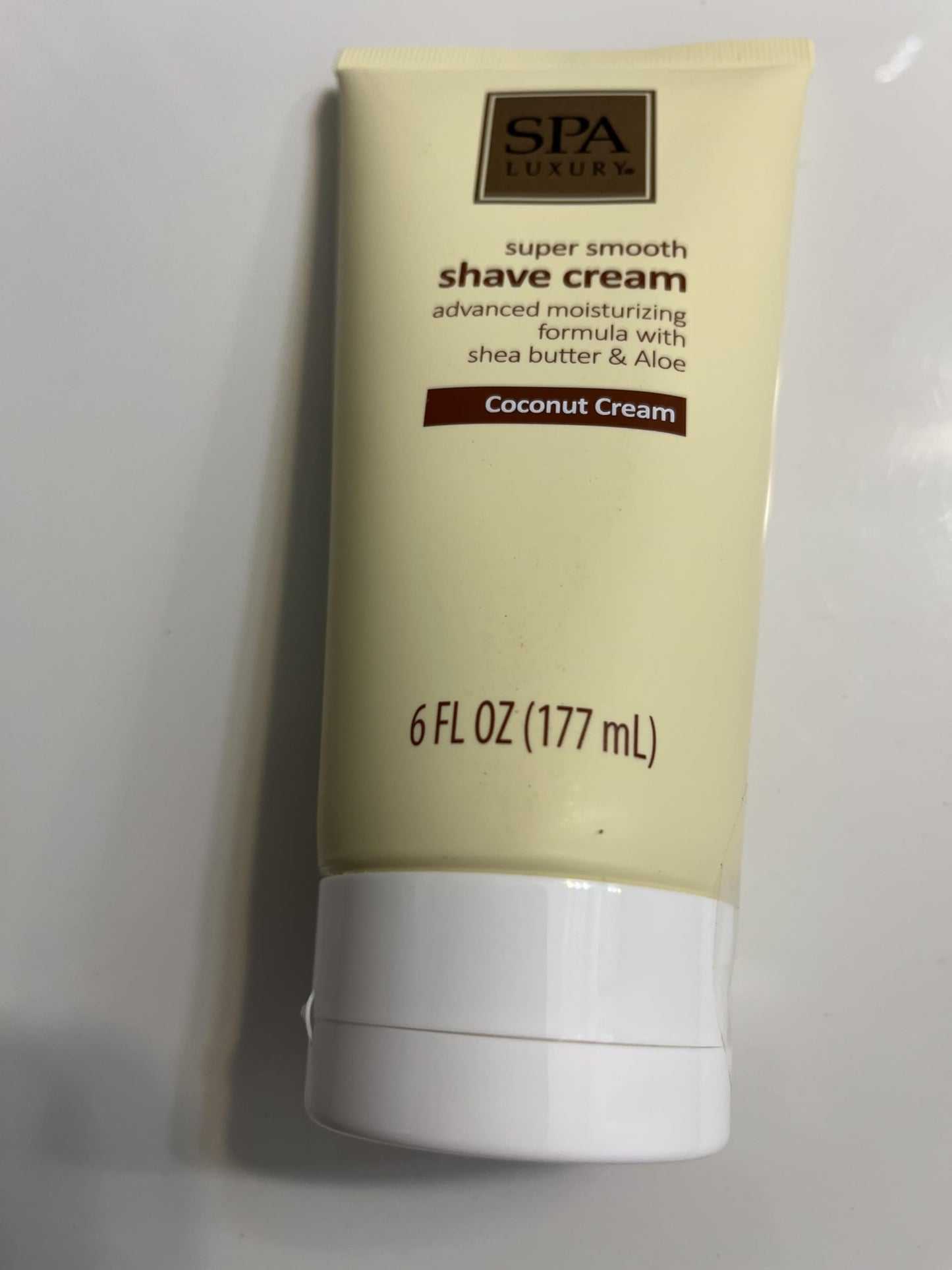 Spa Luxury Super Smooth Shave Cream, Coconut Cream Scent, with Shea Butter and Aloe, 6 Fl Oz
