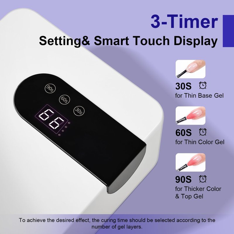 JODSONE UV Nail Lamp - Rechargeable Portable Nail Dryer with 3 Timers & LCD Display | White