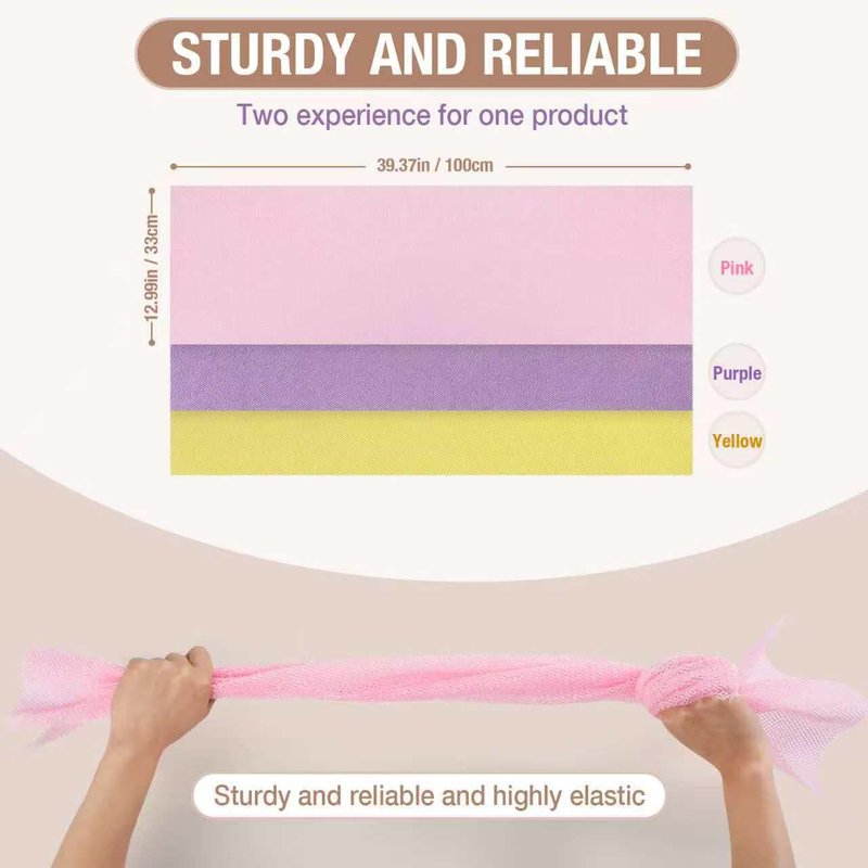 GLOBECARRY African Net Sponge Extra Long 3 Pieces, Loofah Back Scrubber for Shower, Exfoliating Washcloth & Body Scrubber, 39.37" L x 12.99" W Bath Sponge (Yellow,Pink, Purple)
