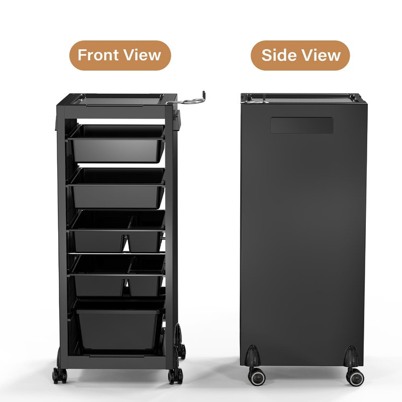OmySalon Salon Trolley Cart with Wheels & 6 Drawers, Hair Cart Organizer for Stylist Hairdresser, Salon Cabinet Station for Barbershop Beauty Spa