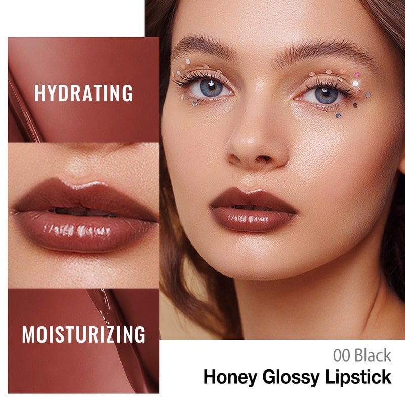 evpct Brown Honey Lipstick Tinted Lip Balm, Moisturizing Tinted Lip Oil Stick Lipstick for Older Women, Sheer Lightweight Hydrating Nourishing Shine Glossy Tinted Lip Color Gloss Tint Stain, 00 Brown