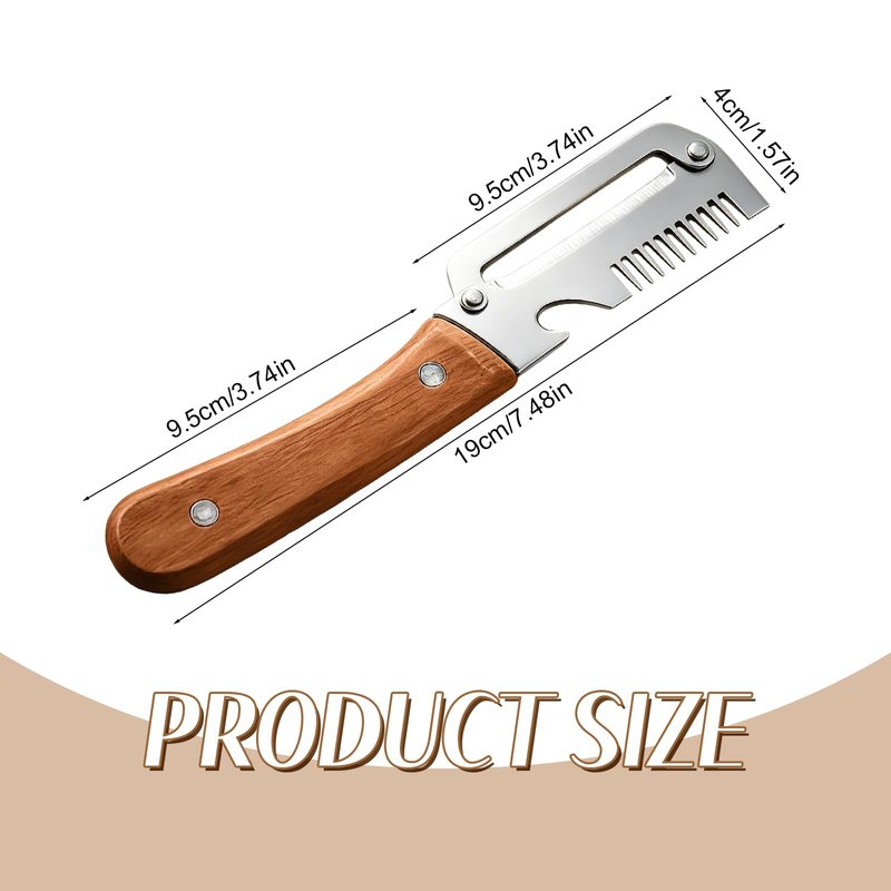 2026 Upgrade Vegetable Peeler With Wooden Handle, Stainless Steel Wide Blade Potato and Carrot Peeler, 3-in-1 Veggie Peeler With Scallion Shredder and Bottle Opener for Kitchen, Camping and Travel