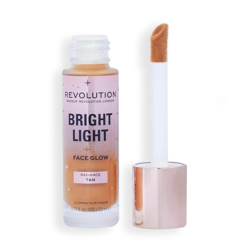 Revolution Beauty London Bright Light Face Glow - Lightweight Multi-Use Skin Tint for Radiant Tan, 0.77 Fl. Oz