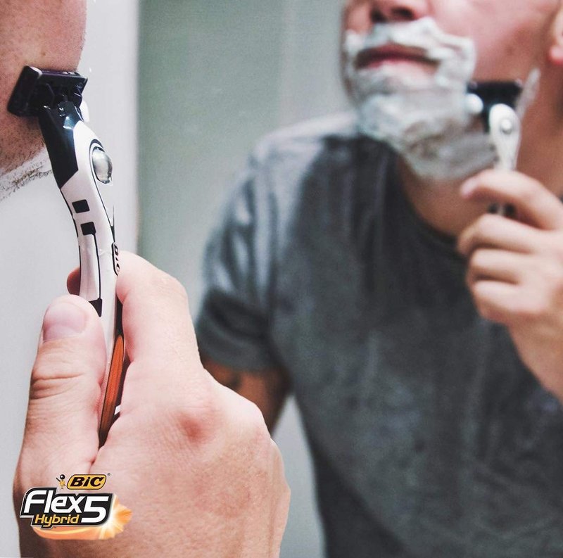 BIC Flex 5 Hybrid Men's 5-Blade Disposable Razor, 1 Handle and 4 Cartridges, 2 Count (Pack of 2)