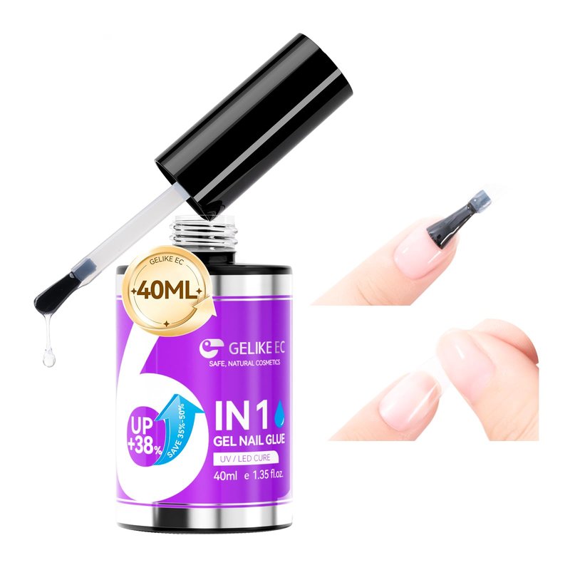 Gelike EC Professional Bulk Nail Glue: 40ml Salon Size Gel Nail Glue - 5X More Value for Press On Nails Acrylic & Nail Tips - Strong & Quick Dry UV Gel Adhesive for Nail Artists & Small Businesses