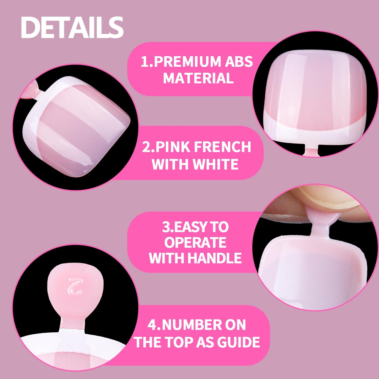 Teenitor Toe Nail Press Ons With Glue, 120pcs Press on Toenails French Tip Toe Nails, Pink French Toe Press on Nails Fake Toe Nails for Women, Short Square Toe Nails Glue on