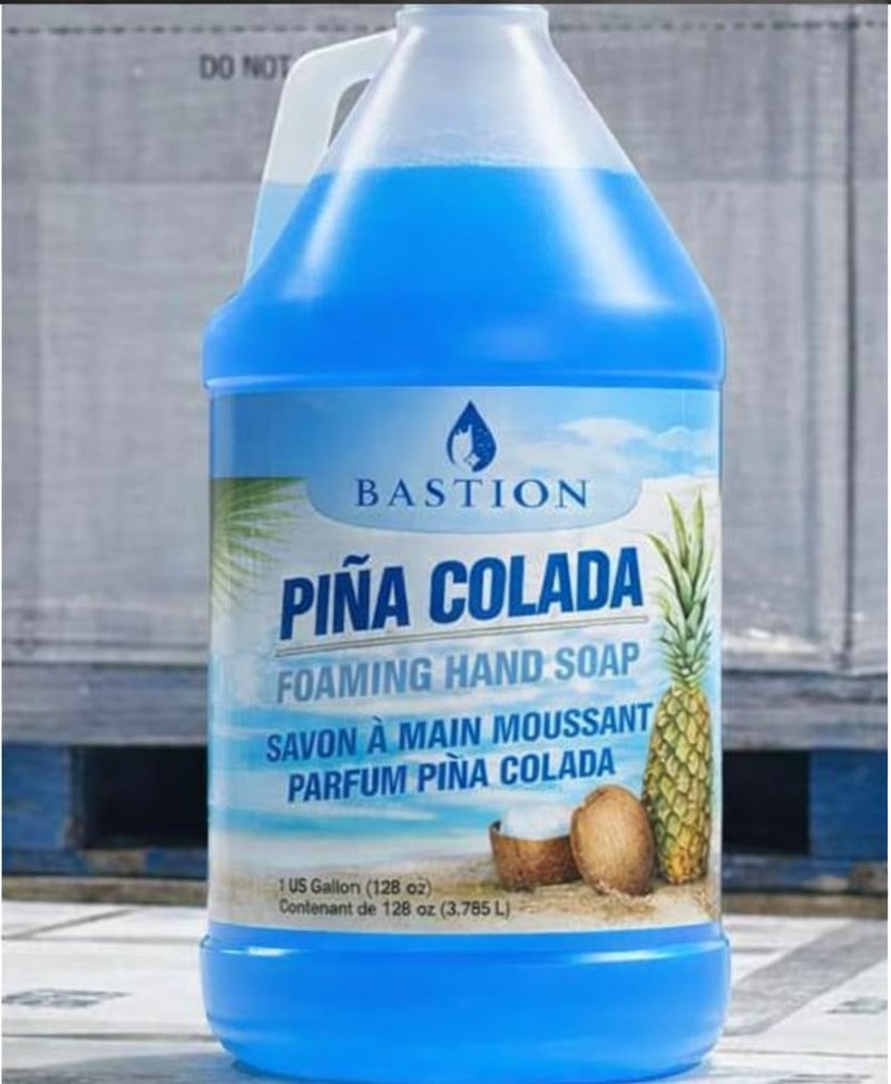 Bastion Foaming Antibacterial Hand Soap Refill – Pina Colada Scent, 1 Gallon (128 oz) – Bulk Moisturizing Hand Wash for Home, Office, Kitchen, Bathroom – Kills Germs, Softens Hands