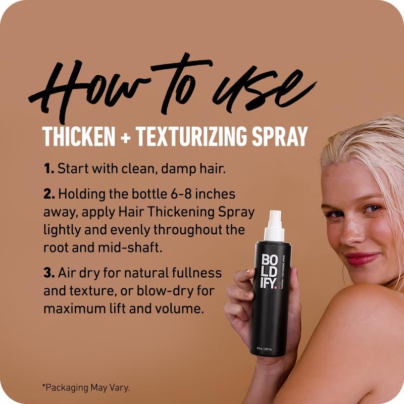 Boldify Hair Thickening Spray - Volume Booster - Stylist-Recommended Texture Spray for Hair Women & Men - 8oz