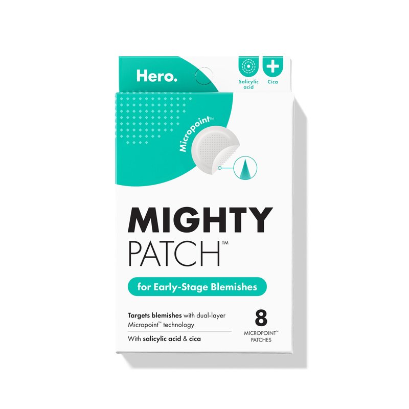 Mighty Patch Micropoint Large Hydrocolloid Pimple Patches for Face Blemishes from Hero Cosmetics, Acne Stickers for Early Stage Zits & Hidden Pimples, 395 Proprietary Micropoints, 8 Count