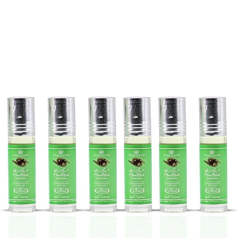 Al-Rehab Choco Musk Pistachio Perfume Oil Roll-On - 6ml (0.2 oz) | Nutty Gourmand Fragrance with Pistachio, Chocolate & Vanilla | Sweet, Creamy & Addictive | Long-Lasting Scent (Box of 6)