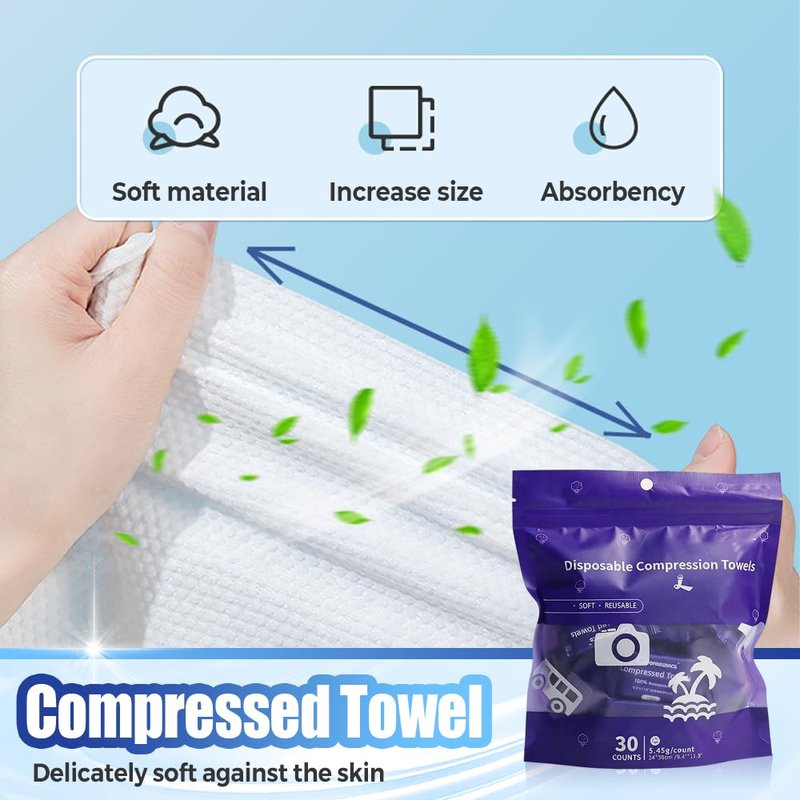 Multifunction Compressed Towels 30 Pack, 2026 Upgrade Disposable Towels for Home Travel Camping, Hotel Facial Towel for Outdoor, Portable Travel Wash Cloth Paper for Wash Up (Pink, Medium)