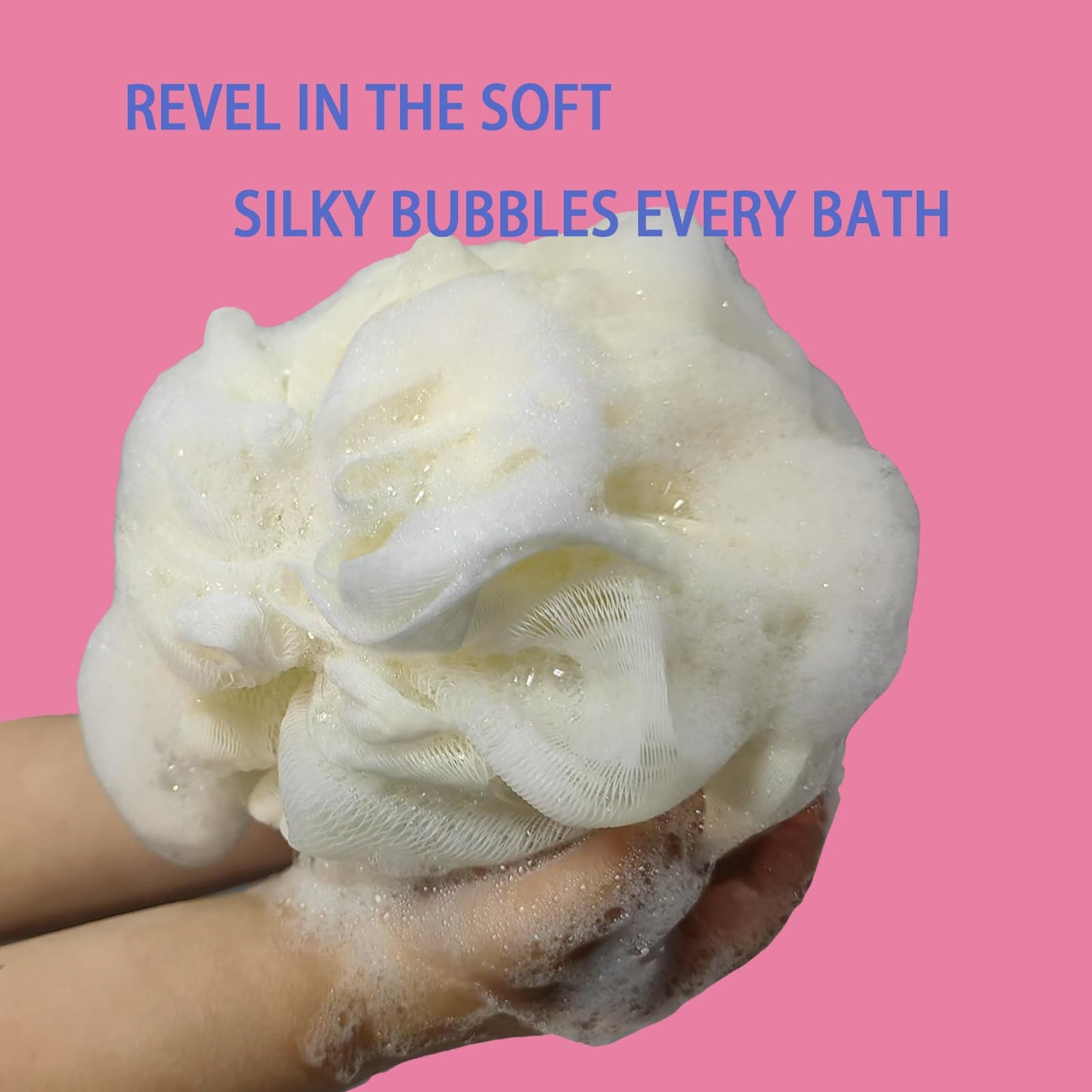 THYUNHE Sunvitae Bath Sponges Loofahs，Shower Puff 80 Grams Large Size，2 Pack Shower Sponge Pouf Ball Exfoliating Cleaning Bath Sponge Shower Loofa Pouf Ball Body Scrubber Balls (Black、Cream)