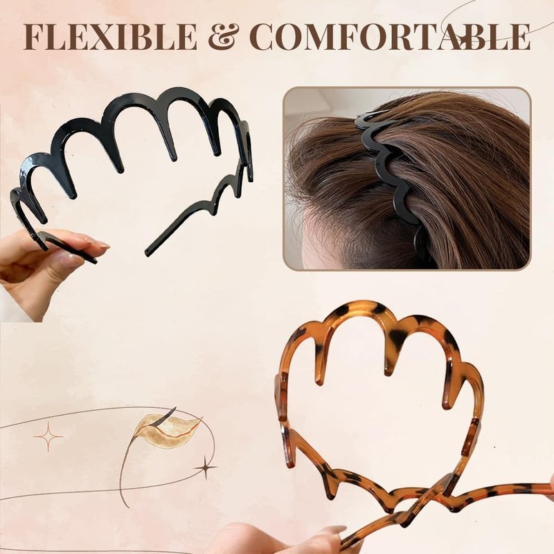 dulalayandong U Shape Fashion Tooth Hair Comb Headband, 2025 Upgrade High Cranium Head Bands, Reversible Korean Headbands with Teeth for Women Gifts for Teen Girls (Brown, one size)