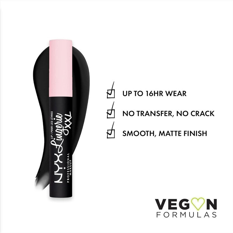 NYX PROFESSIONAL MAKEUP Lip Lingerie XXL Matte Liquid Lipstick - Naughty Noir | Bold Black Shade