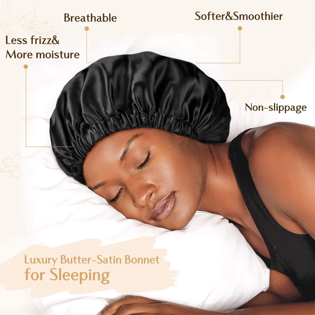 YANIBEST Adjustable Satin Bonnet Double Layer Hair Bonnet for Sleeping Bonnets for Women Hats Curly Natural Hair, Navy Blue