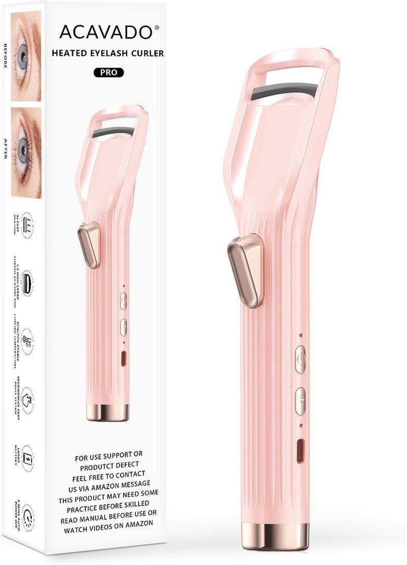 Heated Eyelash Curler - Fast Heating Rechargeable Electric Curler with 2 Heat Modes | Pink-HA, Anti-Burn Design
