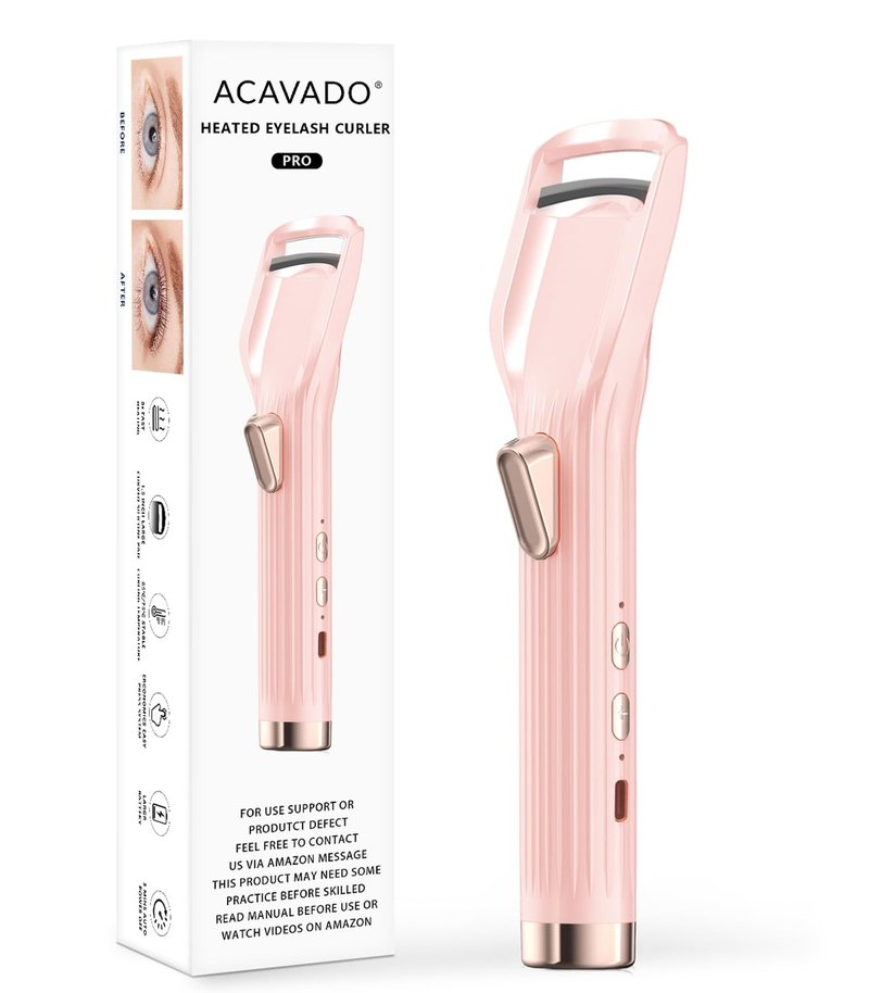 Heated Eyelash Curler Premium PRO - Fast Heat up in 8s - 24 Hours Long Lasting - Rechargeable Electric Eyelash Curler with Type-C, Innovative L Silicone, 2 Heat Modes, HA