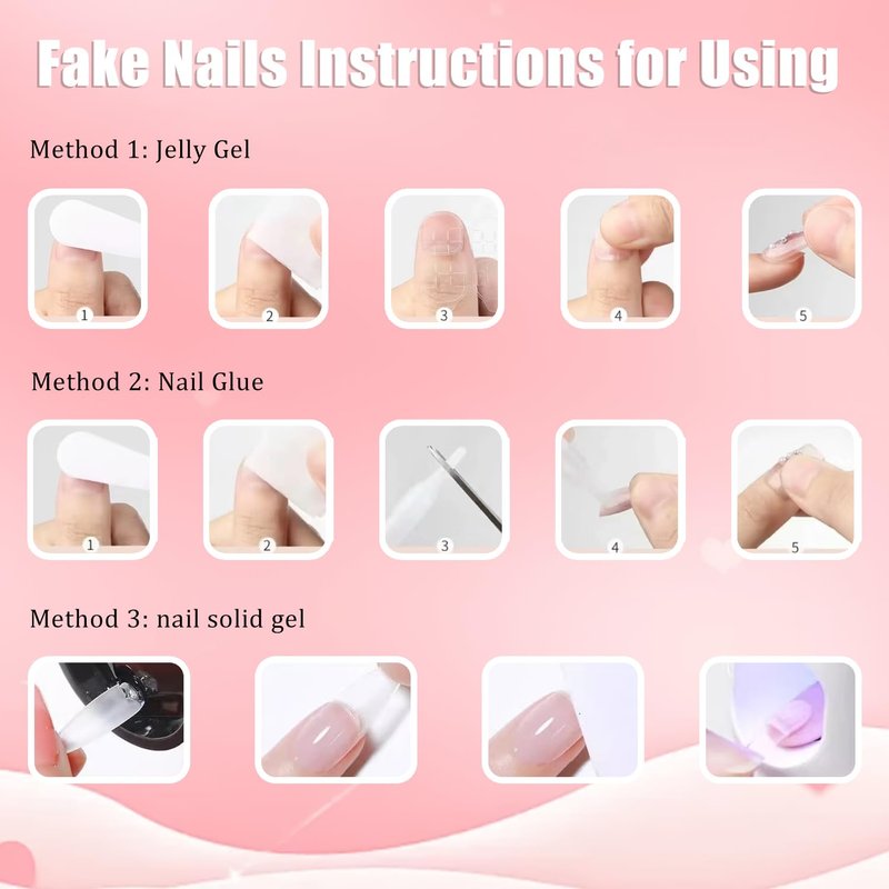 Nude Press-On Nails - Medium Almond Glossy French Tip Acrylic | 24 Pcs for Effortless Manicure