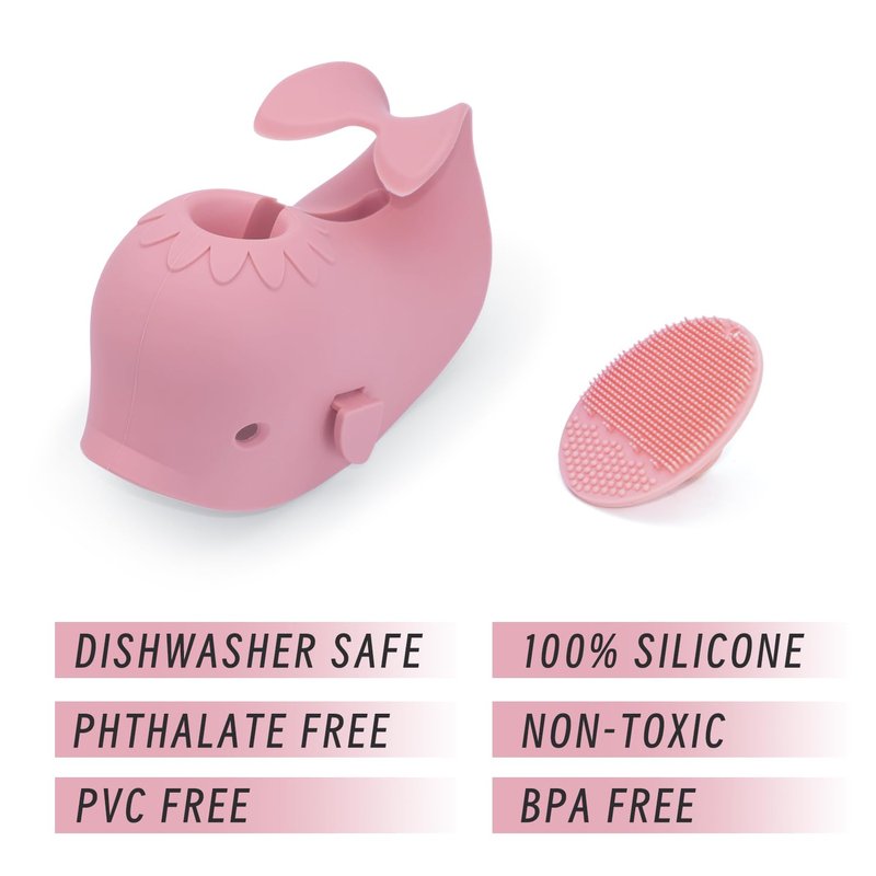 Bath Faucet Cover for Kids，Bath Spout Cover for Baby are Suitable for Most Bathtub Faucet,Spout Cover Bathroom Tub Adds Fun to Your Baby in The Shower.(Pink+Brush)