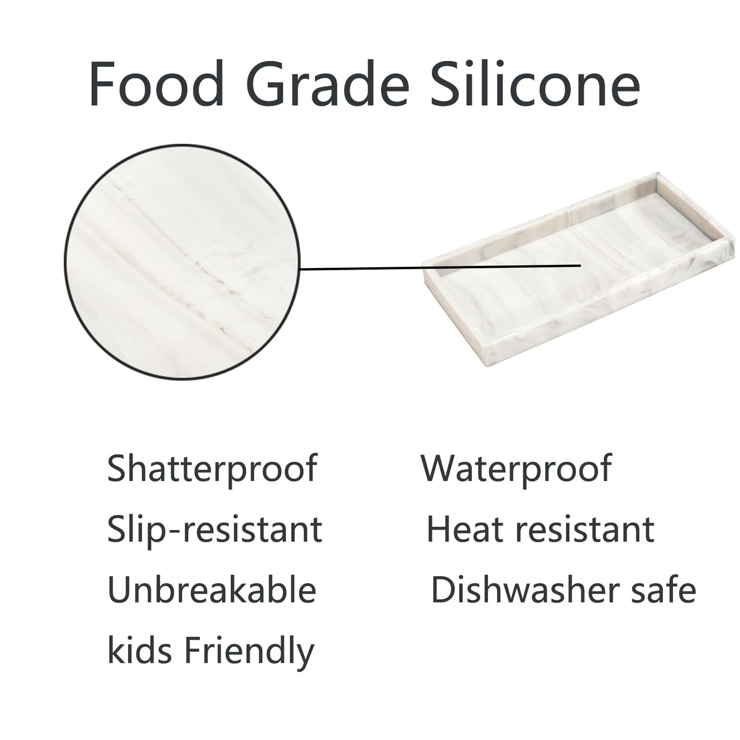 DNC Silicone Bathroom Vanity Tray for Counter, 11.8" Kitchen Sink Soap Tray for Dish Holder Dispenser Countertop Toilet Tank Decor Organizer