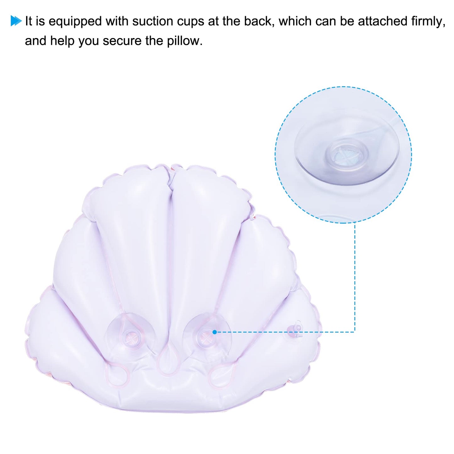 PATIKIL Inflatable Bath Pillow with Suction Cups, 3 Pack Terry Cloth Covered Shell Shape Bath Pillow Neck Support for Bathtub Hot Tub (Pink, White, Green)