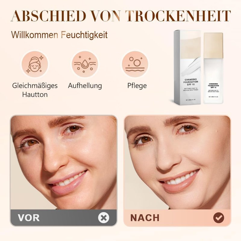 2Pcs Color Changing Foundation for Mature Skin, 2026 New Magic Skin Changing Foundation Mature Skin Makeup CC Concealer, Upgrade All Day Flawless Warm Skin Tone BB Cream