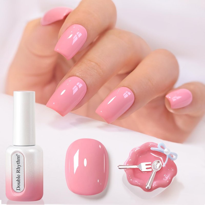 Double Rhythm 0.50 OZ Gel Polish Same Color Same Bottle Golden Round Translucent Neutral Natural Milky 15 ML Jelly UV Nail Polish Art DIY at Home (Pretty Mauve Mist-H1669)