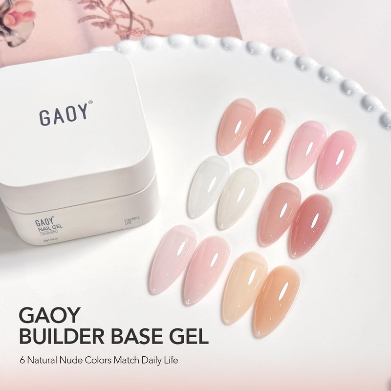 GAOY 4-in-1 Colored Builder Base Gel - 30g Nude Pink Natural Jelly for Long-Lasting Nails | Soak Off UV Cure
