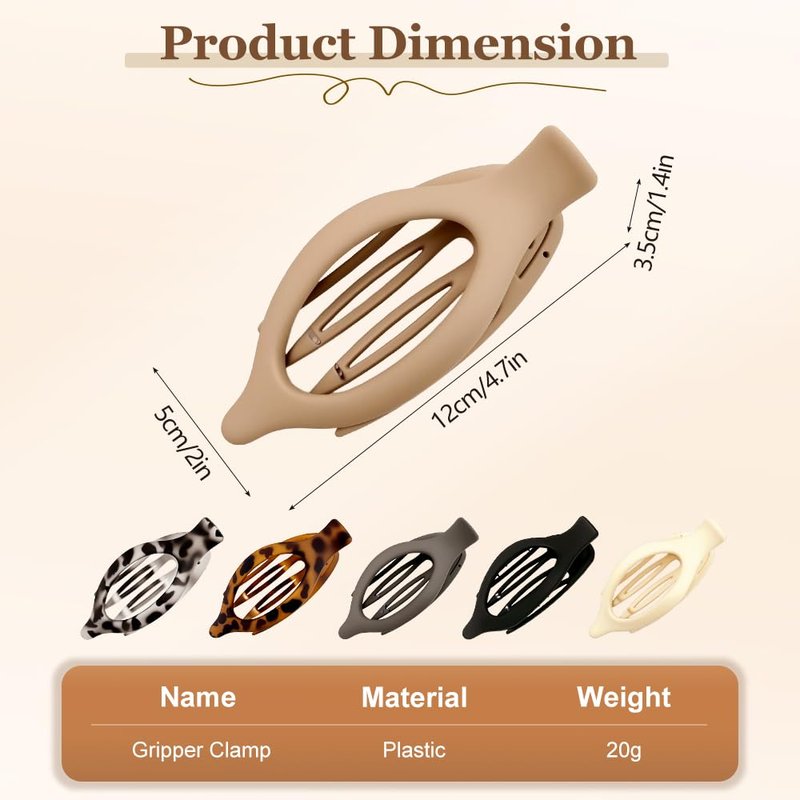 Flat Hair Clips for Women - 3PC Non-Slip Claw Clips for Thick to Thin Hair | Stylish Daily Accessories