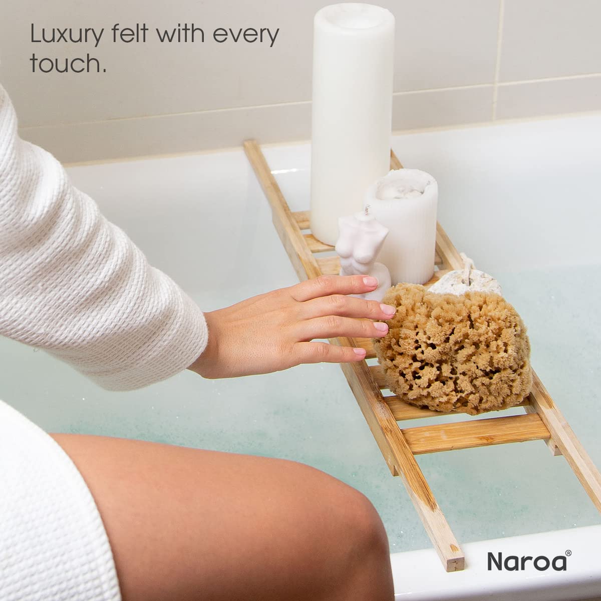 Naroa Massage Natural Shower Sponge Large | Unbleached Body Scrubber Puff | Bath Sea Loofah for Healthy Skin | Sustainable Plastic Free (L)