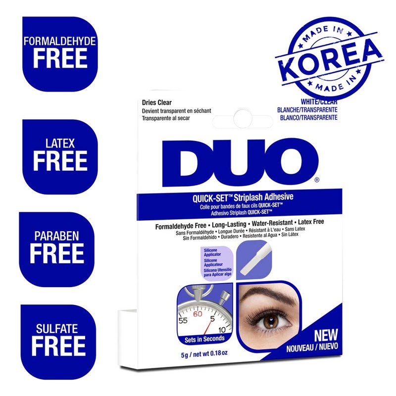 DUO Eyelash Glue - Quick-Set, Strong Hold, Latex-Free, Waterproof | 0.18 oz, 2 Pack in White/Clear