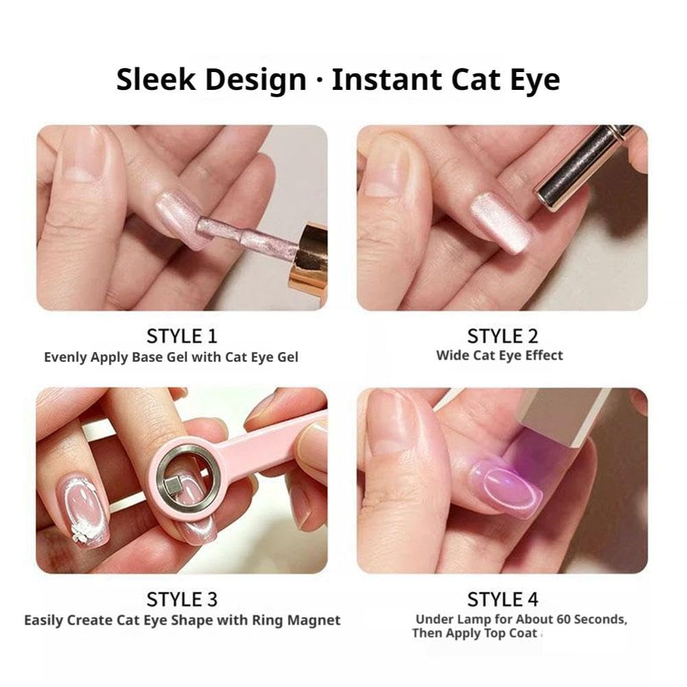 Wmool 2026 New Ring-Shaped Cat Eye Magnet for Nails, Strong Nail Magnet Tool, Portable Hollow Circular Cat Eye for Home DIY, Beginners & Nail Artists