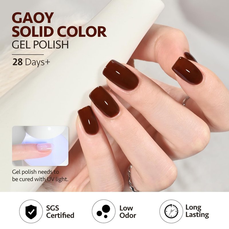 GAOY Brown Gel Nail Polish, 16ml Soak Off Gel Polish, UV Light Cure for Nail Art DIY Manicure at Home, 2086 Roasted Brownie