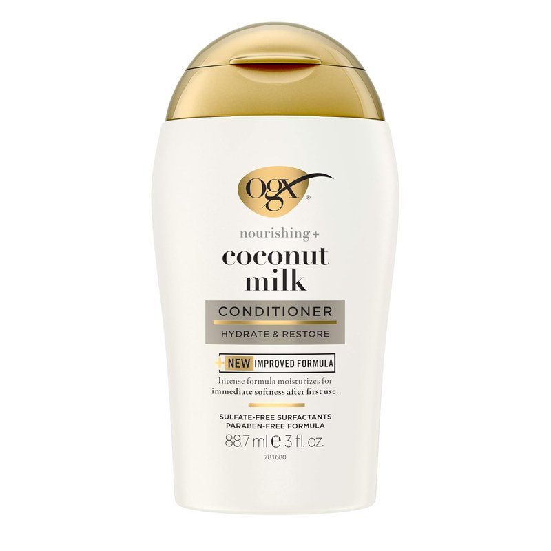 OGX Nourishing + Coconut Milk Conditioner - Hydrating & Restoring for Soft Hair | Travel Size 3 fl. oz