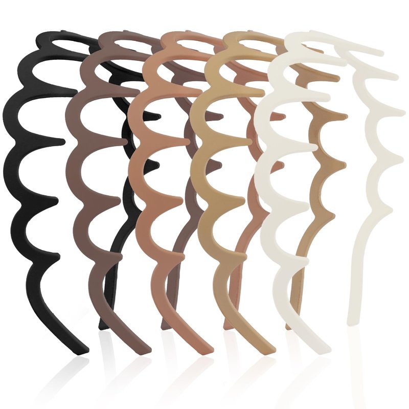 Aprince Zigzag Headbands 5pcs, Neutral Matte Plastic Headbands with Teeth, Non-slip Wavy Hairbands for Women&Men, U Shape Reversible Headband, Retro High Skull Headband, 90s Comb Hair Hoop