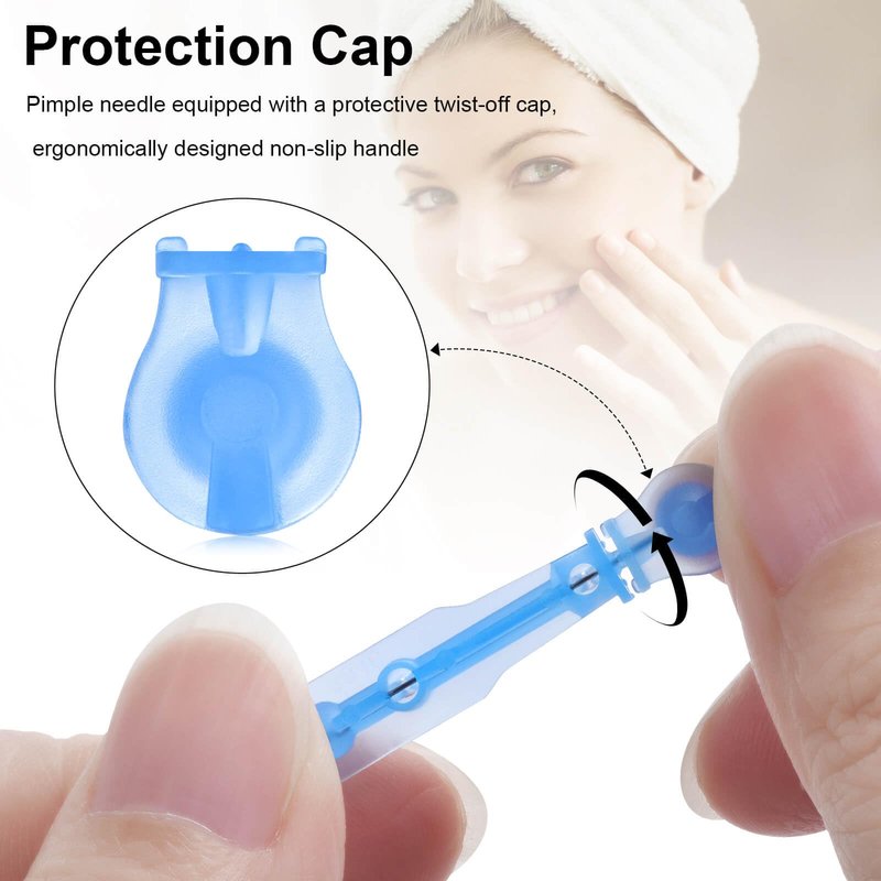 100Pcs Disposable Sterile Pimple Popper Needles, Ultra-Fine Acne Extractor Tools for Blackhead Whitehead Blemish Removal, Professional Facial Skin Care Kit for Clearer Skin