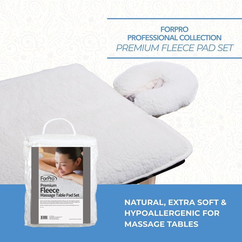 ForPro Premium Fleece Massage Pad Set - Extra Soft & Hypoallergenic | Includes Pad & Face Rest Cover, 31” W x 72” L